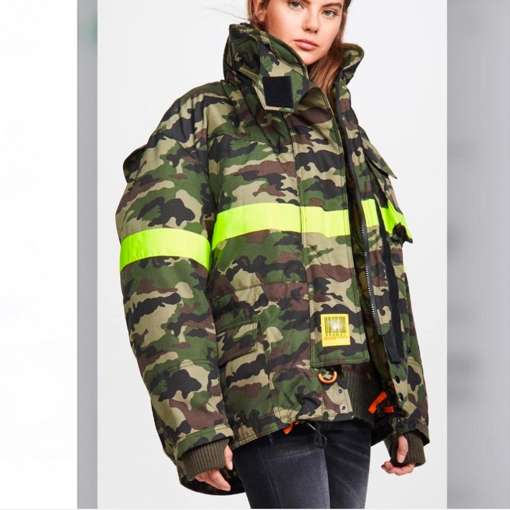 BRUMAL Camo Fireman Down Jacket with Reflective Tape